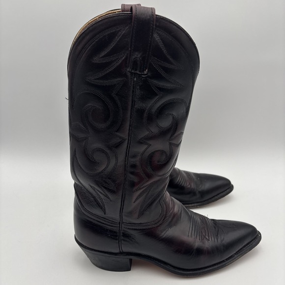 Vintage Acme Mens 9.5D Western Cowboy Leather Boots Maroon 16106 Embroidered EUC - Picture 4 of 12
